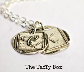 Fine Silver Monogram Wax Seal Pendant Necklace
