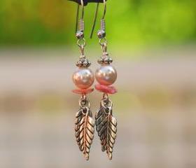 Delicate Pink/Coral Earrings by Kashmira Patel