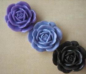 3PCS - Lilac, Lavender and Brown Rose Cabochons - 38mm - Shiny Finish - Cabochons by ZARDENIA