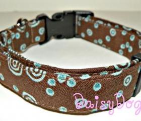 Dog Collar - Brown & Blue, Adjustable XL (17-29")