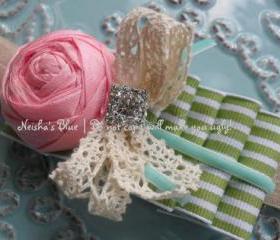 Baby Girl Headband, Flower Headband, Ribbon Ruffles, Ruffle Headband: The Arielle All Sizes Available