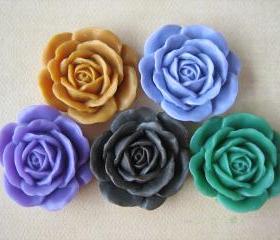 5PCS - Ivory Rose Cabochons - 38mm - Matte Finish - Spring Medley - Cabochons by ZARDENIA