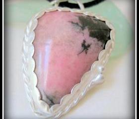 Pendant - Pink Black Rhodonite Sterling