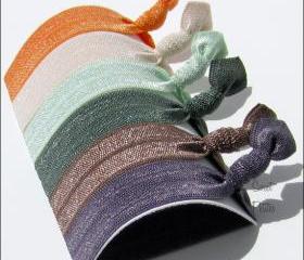 Hair Ties - Earthy Collection - Set of 6 - Doubles as Bracelet - Elastic Hair Ties - Sweet Petites