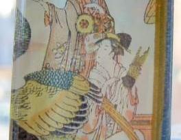 Pendant - Japanese Vintage Stamp Glass Tile Geisha Crane