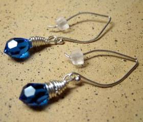 Earrings - Sapphire Blue Swarovski Crystal Sterling