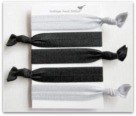 Hair Tie Elastic Anthropologie Inspired Double as Bracelets Silver and Licorice Black Set of 5