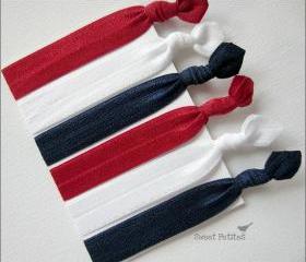 Elastic Hair Tie Patriotic Collection Set of 6 Doubles as Bracelet