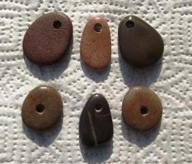 Spanish beach rocks .6 top drilled mediterranean smooth beads by Oceangifts