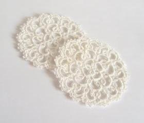 Set of Two Ivory Lace Coasters