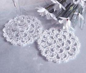 White Lace Wedding Coasters (Set of Two) 