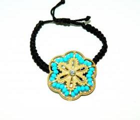 Black Ocean Inspired Macrame Bracelet - Sea shell Cham - Teens Jewelry - Turquoise Bracelet