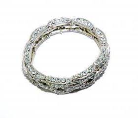 Clear Diamante Crystal Bracelet - Stretch Bracelet - Bridal Bracelet - Gift - Wedding Jewellery