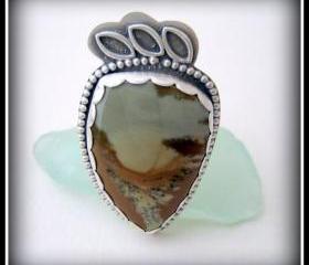 Ring - Sterling and Owyhee Jasper Size 11