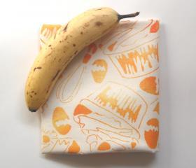 Cupcake Teatowel - handmade, hand stencilled