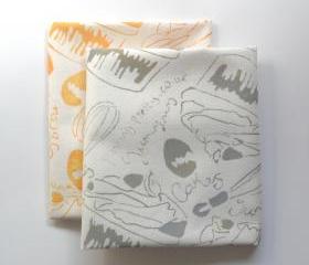 .2 Cupcake Teatowels - handmade, hand stencilled