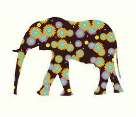Colorful Elephant Decals Fabric Wall Sticker