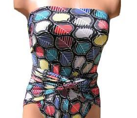 Bathing Suit Large Wrap-around Swimsuit Colorful Leaves Plus Size