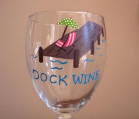 Dock Wine Glass Handpainted