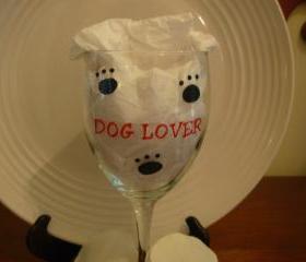 Dog Lover Wine Glass Handpainted