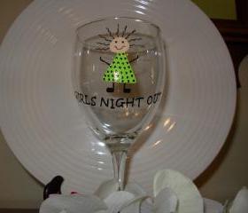 Bridesmaid Wine Glass Handpainted Girls Night Out