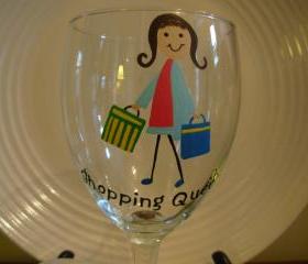 Shopping Wine Glass Handpainted Personalized