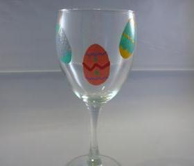 Handpainted Easter Wine Glass Personalized Easter Eggs