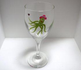Octopus Diva Wine Glass Personalized Handpainted