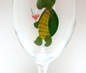Turtle Wine Glass Handpainted Personalized
