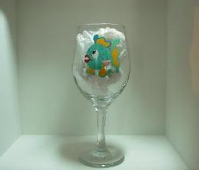 Fish Wine Glass Handpainted Personalized