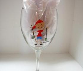 Fisherman Wine Glass Handpainted
