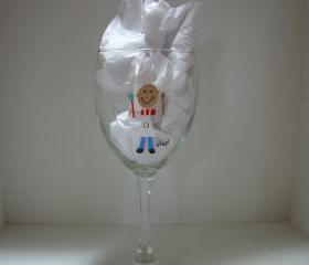 Chef Wine Glass Handpainted