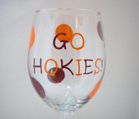 Hokie Wine Glass Handpainted Oversized Personalized