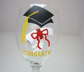 Handpainted Graduation Wine Glass Personalized