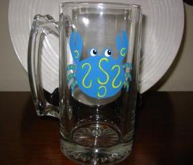 Crab Beer Mug Handpainted Personalized