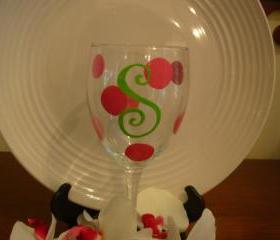 Initial Bridesmaid Wine Glass