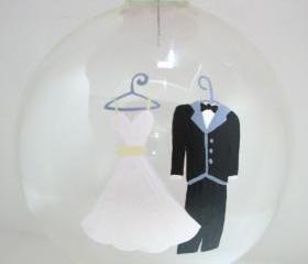 Wedding Christmas Ornament Handpainted Glass Ball