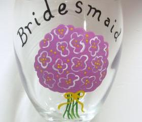 Bridesmaid Wine Glass Handpainted Personalized