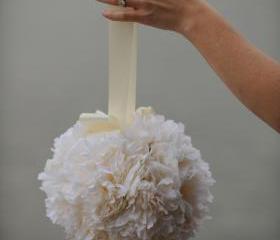 Silk Pomander - Ivory Peony Kissing Ball