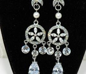 SALE Art Deco Chandelier Rhinestone Earrings - Diamante Chandelier Earrings, Wedding Jewellery, Bridal Earrings - Bridal Accessories