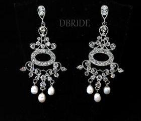 SALE Rosie Chandelier - Bridal Earrings - Silver Plated Earrings - Wedding Jewellery - Pearl Earrings