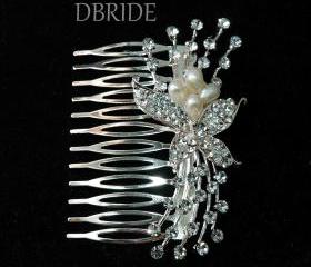Rhinestone Flower Hair Comb - Bridal Comb - Rhinestone Hair Comb - Diamante Hair Jewellery - Head Piece