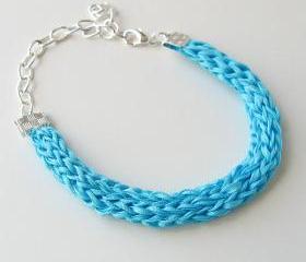 silk bracelet in aqua