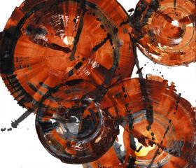 Modern Abstract Original Art -- Abstract Expressionism -- Contemporary Abstract Paintings - A Warming Red Sun 1094.052312