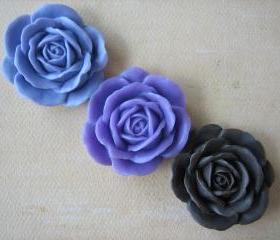 3PCS - Lilac, Lavender and Brown Rose Cabochons - 38mm - Matte - Cabochons by ZARDENIA