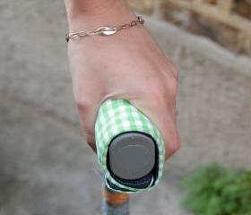 Crutch Handle Covers (pair) - Reversible navy, green gingham