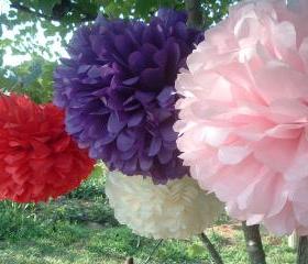 Party decorations. 3 Tissue Paper Pom Poms. Choose your colors