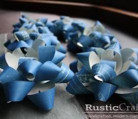 Blueprint Bows upcycled gift wrap set - Engineer, Architect, Designer, Decorator Gift - Blue - Recycled
