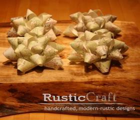 Paper Map Bows Lowell, MA -upcycled- USGS map - Chelmsford, New Hampshire- Engineer, Hiker, Topographical Travel gift