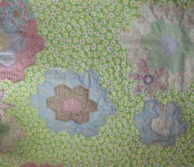 modern handmade spring colours patchwork quilt with flowers crib quilt sofa throw new baby gift
